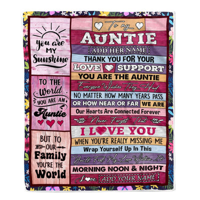 Personalized To My Auntie Gifts Blanket From Niece Nephew Wood You Are The Auntie Birthday Gifts Mothers Day Christmas Customized Fleece Throw Blanket | teecentury