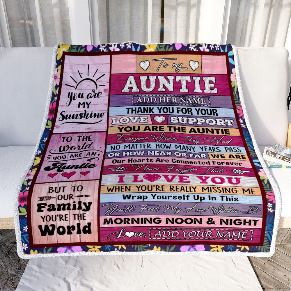 Personalized To My Auntie Gifts Blanket From Niece Nephew Wood You Are The Auntie Birthday Gifts Mothers Day Christmas Customized Fleece Throw Blanket | teecentury