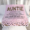 Personalized To My Auntie Gifts From Niece Nephew Blanket Pink Leopard Happy Birthday Gifts For Auntie Mothers Day Christmas Customized Fleece Throw Blanket | teecentury