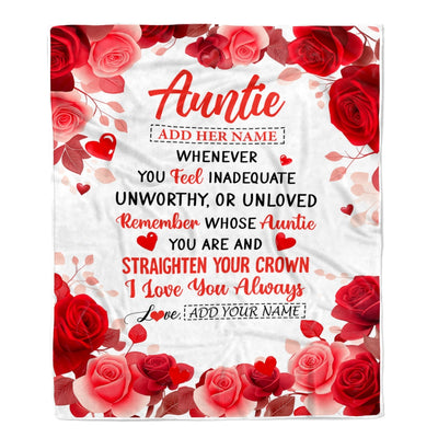Personalized To My Auntie Gifts From Niece Nephew Blanket Rose Flower Anniversary Birthday Gifts Auntie Mothers Day Thanksgiving Christmas Fleece Blanket | teecentury