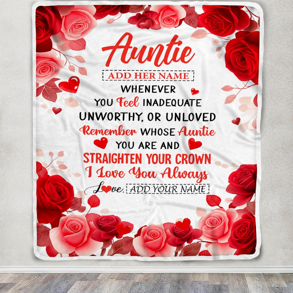 Personalized To My Auntie Gifts From Niece Nephew Blanket Rose Flower Anniversary Birthday Gifts Auntie Mothers Day Thanksgiving Christmas Fleece Blanket | teecentury