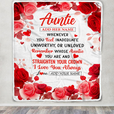 Personalized To My Auntie Gifts From Niece Nephew Blanket Rose Flower Anniversary Birthday Gifts Auntie Mothers Day Thanksgiving Christmas Fleece Blanket | teecentury