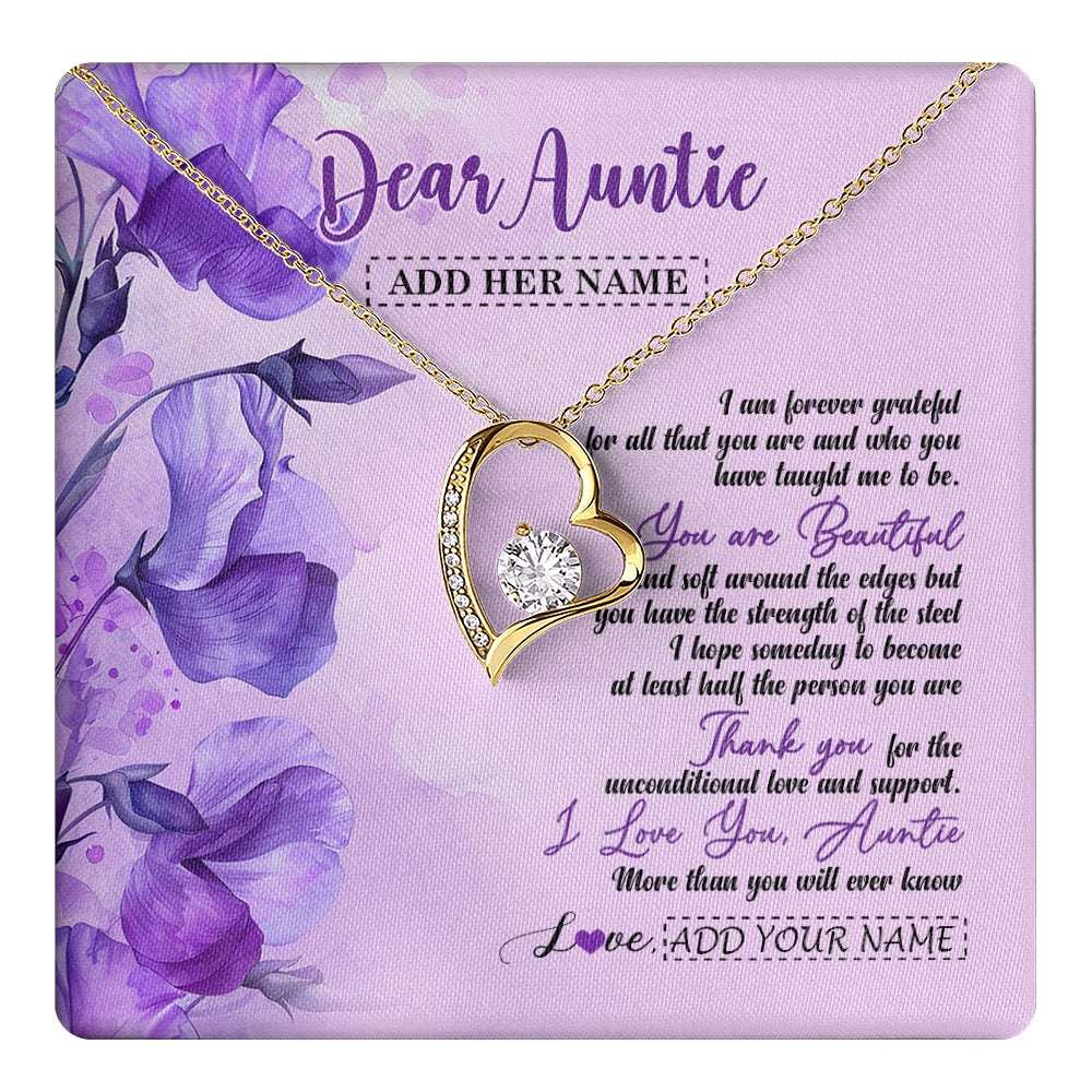 Forever Love Necklace 18K Yellow Gold Finish | 1 | Personalized To My Auntie Gifts From Niece Nephew Necklace Flower You Are Beautiful Gifts For Auntie Mothers Day Birthday Christmas Gift Box Message Card | teecentury.myshopify