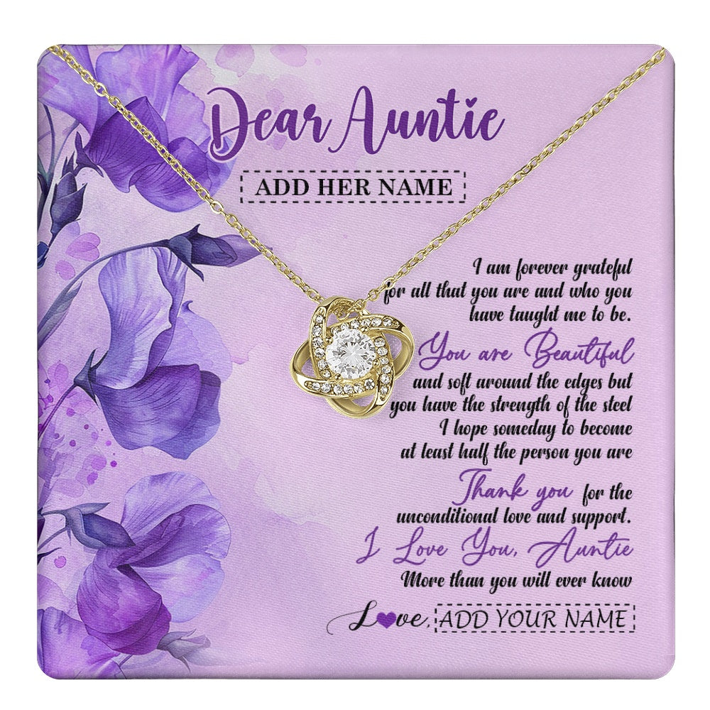 Love Knot Necklace 18K Yellow Gold Finish | 1 | Personalized To My Auntie Gifts From Niece Nephew Necklace Flower You Are Beautiful Gifts For Auntie Mothers Day Birthday Christmas Gift Box Message Card | teecentury.myshopify