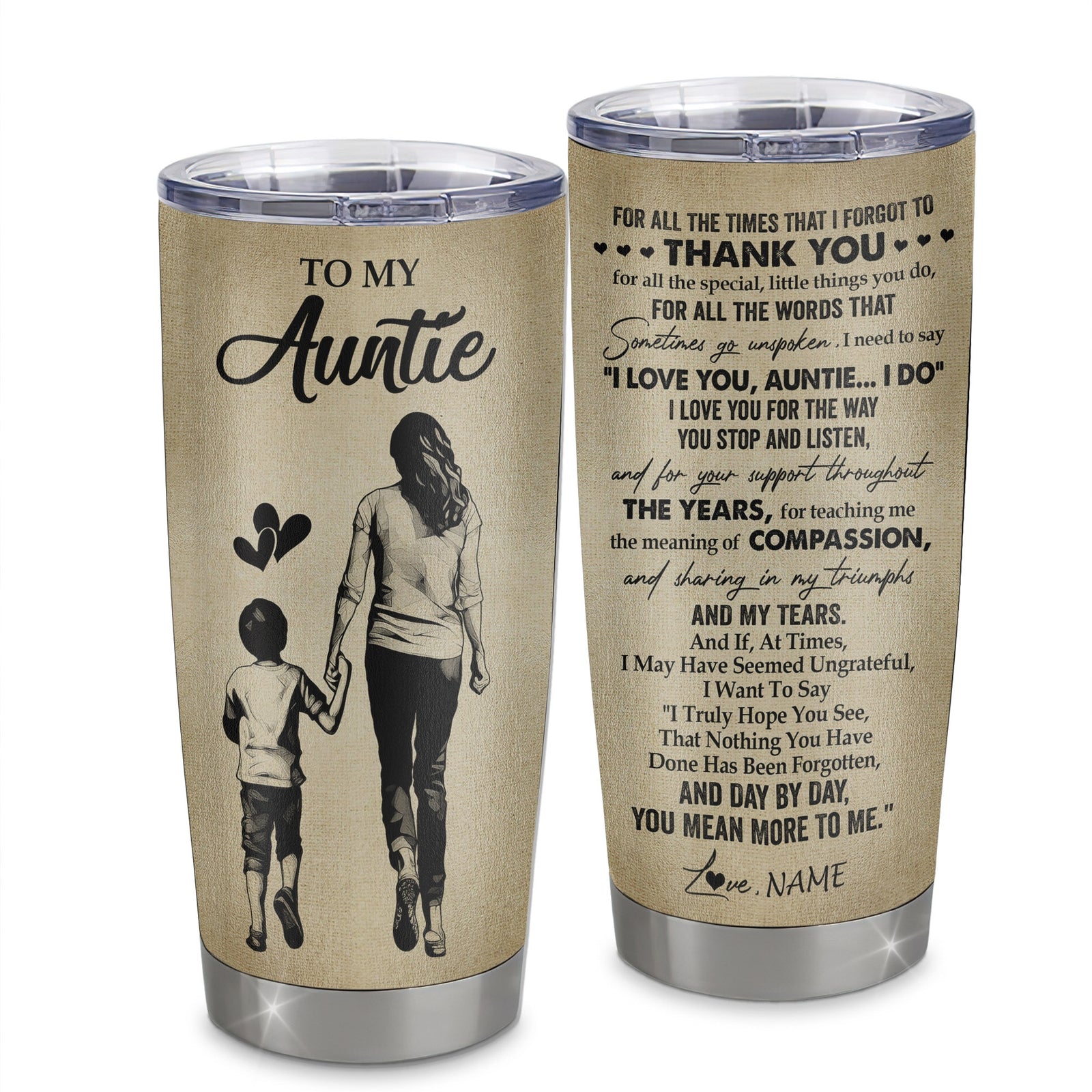 Personalized To My Auntie Tumbler From Nephew Stainless Steel Cup For All The Times That I Forgot To Thank You Auntie Birthday Mothers Day Christmas Travel Mug | teecentury