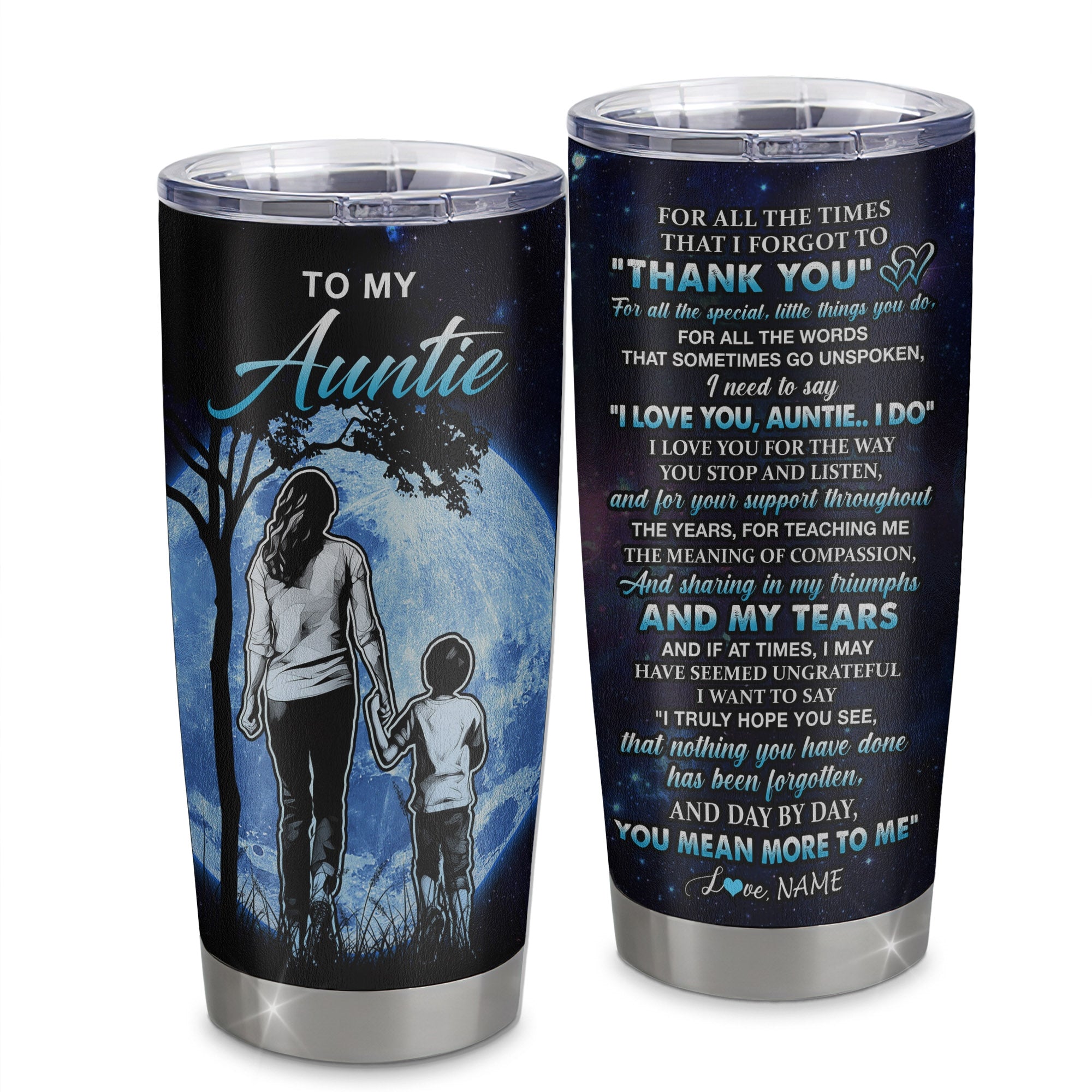 Personalized To My Auntie Tumbler From Nephew Stainless Steel Cup Thank You Day By Day Auntie Birthday Mothers Day Thanksgiving Christmas Travel Mug | teecentury
