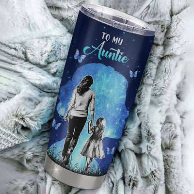 Personalized To My Auntie Tumbler From Niece Stainless Steel Butterfly Forever And Always Auntie Gift Birthday Mothers Day Thanksgiving Christmas Travel Mug | teecentury