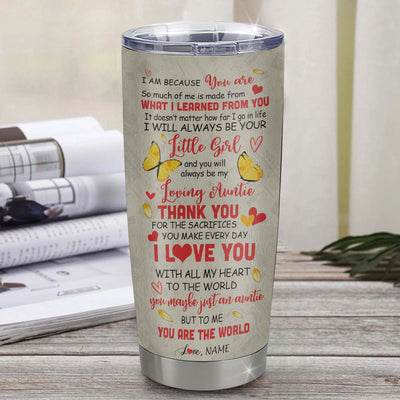 Personalized To My Auntie Tumbler From Niece Stainless Steel Cup Thank You Dancing Sunflower Auntie Birthday Mothers Day Thanksgiving Christmas Travel Mug | teecentury