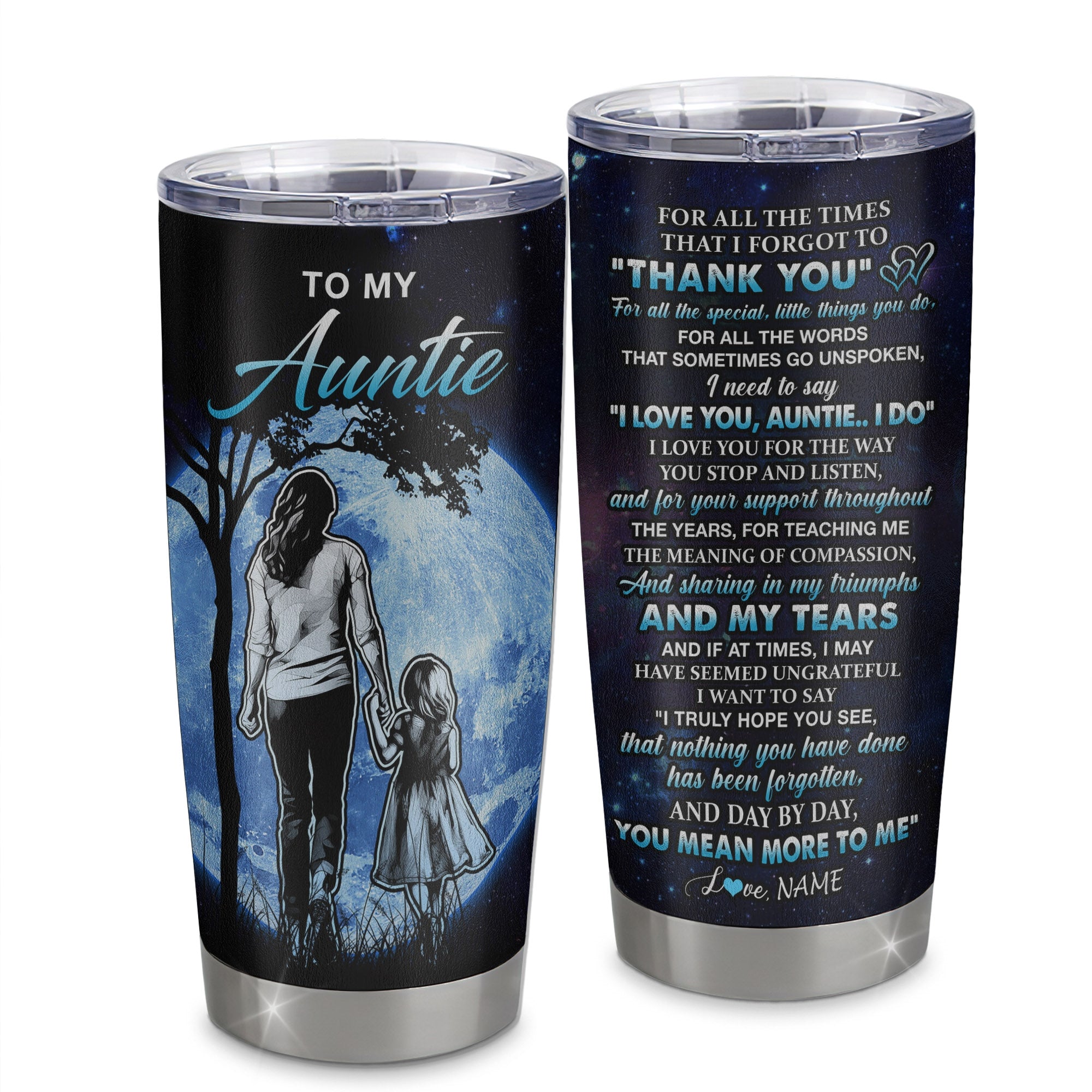 Personalized To My Auntie Tumbler From Niece Stainless Steel Cup Thank You Day By Day Auntie Birthday Mothers Day Thanksgiving Christmas Travel Mug | teecentury