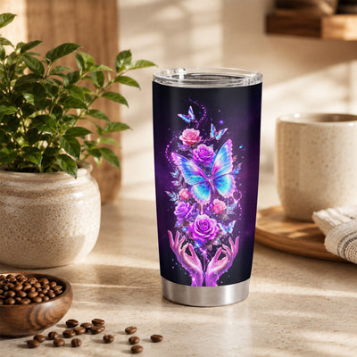 Personalized To My Auntie Tumbler From Niece Thank You For Love Butterfly Auntie Birthday Gifts Mothers Day Thanksgiving Christmas Custom Stainless Steel Mug | teecentury