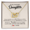 Interlocking Hearts Necklace 18K Yellow Gold Finish | Personalized To My Awesome Daughter Necklace From Mom Dad I Love You Always And Forever Daughter Birthday Christmas Jewelry Customized Gift Box Message Card | teecentury