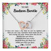 Interlocking Hearts Necklace Stainless Steel & Rose Gold Finish | 1 | Personalized To My Badass Bestie Necklace Best Friend BFF Long Distance Friendship Unbiological Sister Birthday Gift Jewelry Christmas Customized Message Card | teecentury