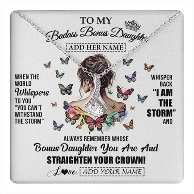 Alluring Beauty Necklace 14K White Gold Finish | 1 | Personalized To My Badass Bonus Daughter I Am The Storm Necklace From Stepdad Stepmom Beautiful Step Daughter Birthday Gifts Christmas Gift Box Message Card | https://teecentury.