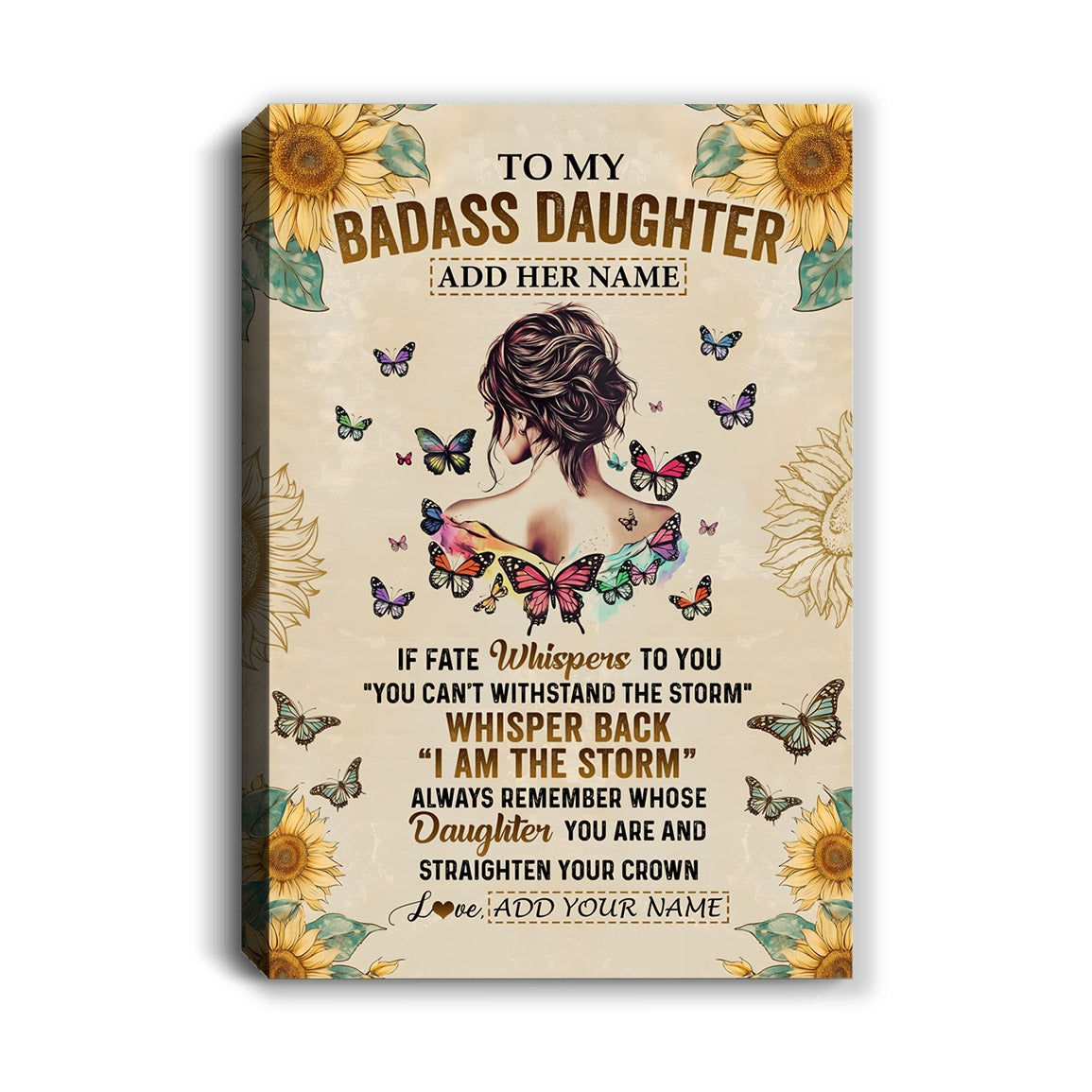Personalized To My Badass Daughter Canvas From Dad Mom Father I Am The Storm Daughter Gifts Birthday Graduation Christmas Custom Wall Art Print Framed Canvas | teecentury