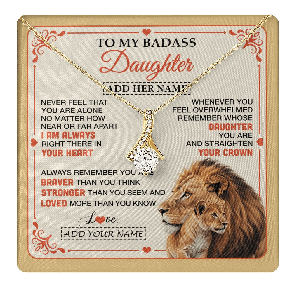 Alluring Beauty Necklace 18K Yellow Gold Finish | 1 | Personalized To My Badass Daughter Gifts From Mom Dad Necklace Lion Jewelry Gifts Present Ideas For Daughter Birthday Christmas Custom Gift Box Message Card | https://teecentury.