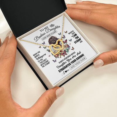 Interlocking Hearts Necklace 18K Yellow Gold Finish | 2 | Personalized To My Badass Daughter I Am The Storm Necklace From Dad Mom Father Beautiful Daughter Birthday Gifts Graduation Christmas Gift Box Message Card | https://teecentury.