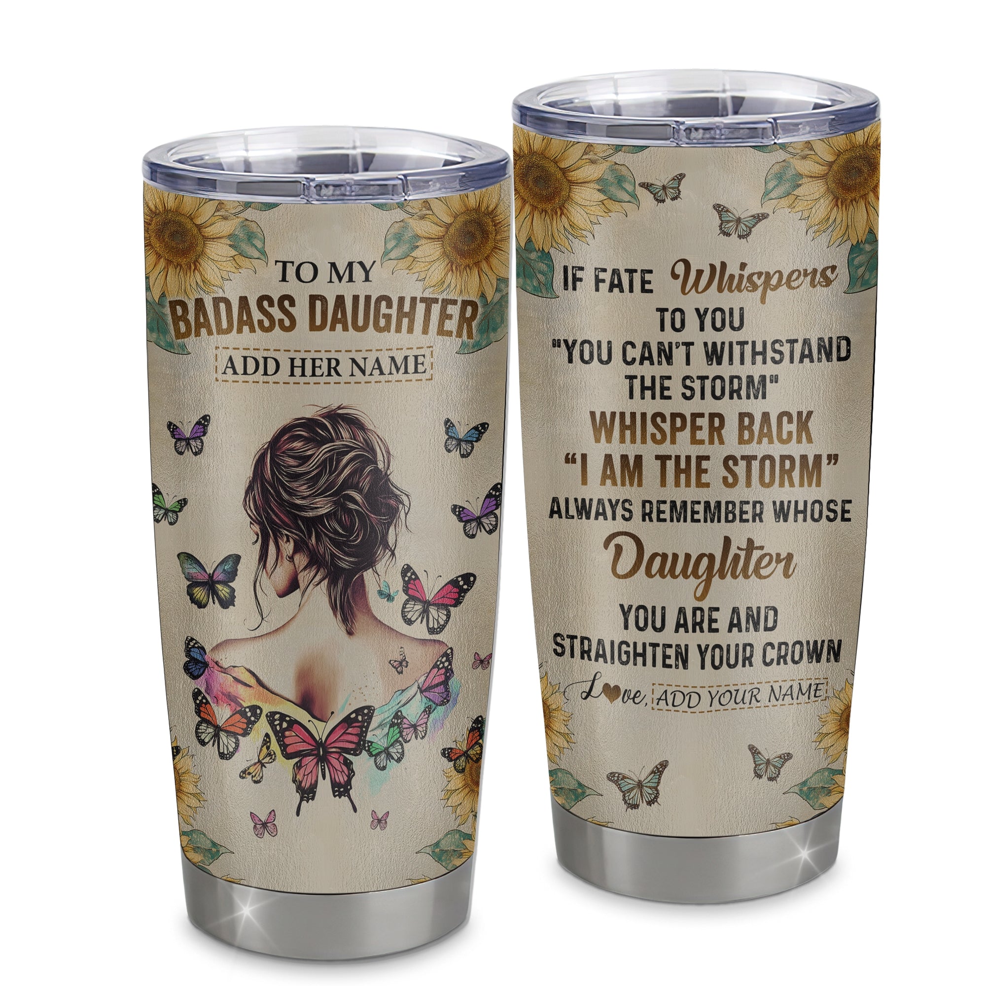 Personalized To My Badass Daughter Tumbler From Dad Mom Father I Am The Storm Daughter Gifts Birthday Graduation Christmas Custom Stainless Steel Cup Travel Mug | teecentury