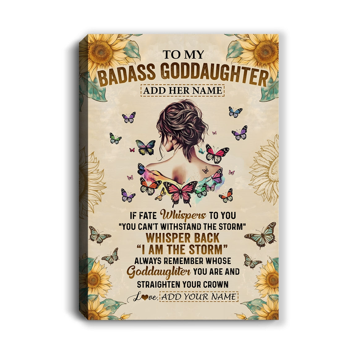 Personalized To My Badass Goddaughter Canvas From Uncle Aunt I Am The Storm Goddaughter Gifts Birthday Graduation Christmas Custom Wall Art Print Framed Canvas | teecentury