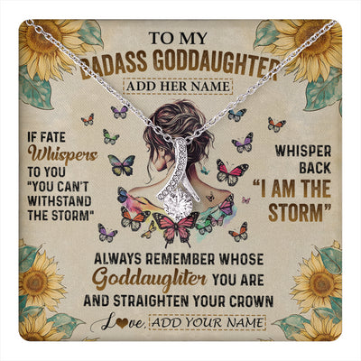 Alluring Beauty Necklace 14K White Gold Finish | 1 | Personalized To My Badass Goddaughter Necklace From Uncle Aunt I Am The Storm Goddaughter Gifts Birthday Graduation Christmas Customized Gift Box Message Card | teecentury