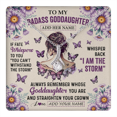 Alluring Beauty Necklace 14K White Gold Finish | 1 | Personalized To My Badass Goddaughter Necklace From Uncle Aunt Purple Butterfly I Am The Storm Goddaughter Gifts Birthday Christmas Gift Box Message Card | https://teecentury.