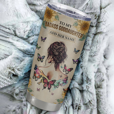 Personalized To My Badass Goddaughter Tumbler From Uncle Aunt I Am The Storm Goddaughter Gifts Birthday Graduation Christmas Custom Stainless Steel Cup Travel Mug | teecentury