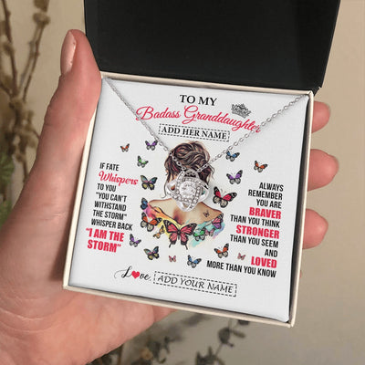 Love Knot Necklace 14K White Gold Finish | 2 | Personalized To My Badass Granddaughter From Grandpa Papa Necklace I Am The Storm Granddaughter Gifts Birthday Christmas Custom Gift Box Message Card | https://teecentury.