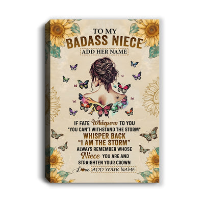 Personalized To My Badass Niece Canvas From Uncle Aunt Auntie I Am The Storm Niece Gifts Birthday Graduation Christmas Custom Wall Art Print Framed Canvas | teecentury