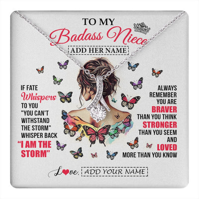 Alluring Beauty Necklace 14K White Gold Finish | 1 | Personalized To My Badass Niece From Uncle Aunt Auntie Necklace I Am The Storm Niece Gifts Birthday Graduation Christmas Custom Gift Box Message Card | https://teecentury.