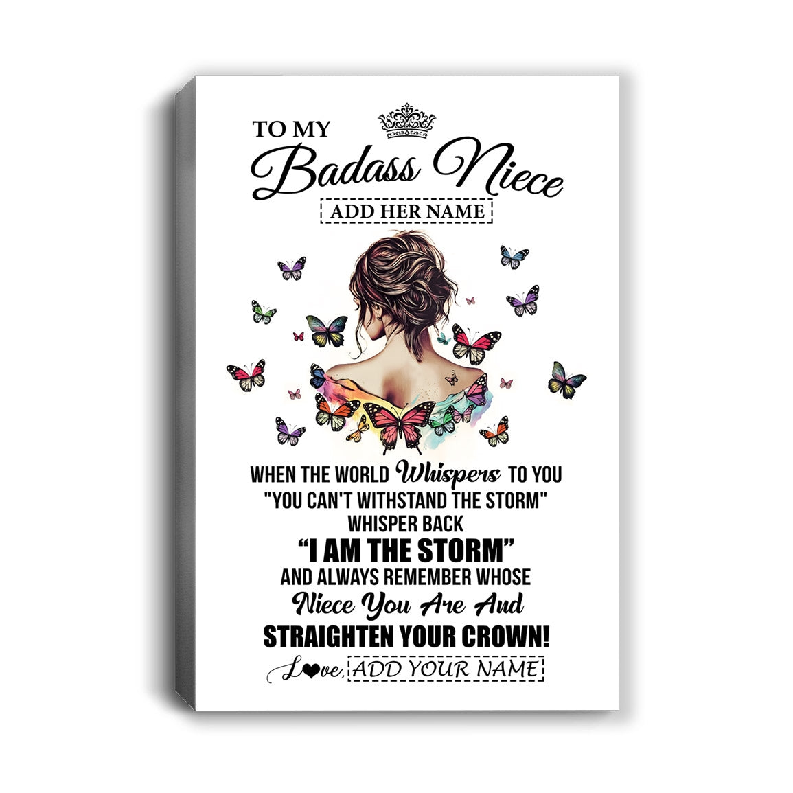 Personalized To My Badass Niece I Am The Storm Canvas From Uncle Aunt Auntie Beautiful Niece Birthday Gifts Graduation Christmas Adults Custom Print Framed Canvas | teecentury