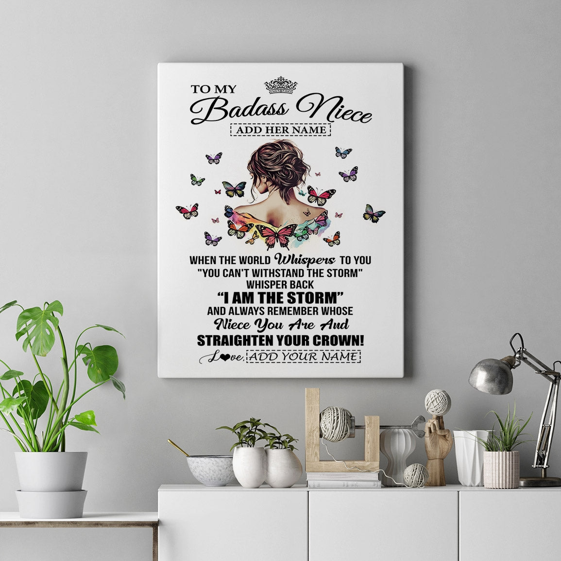 Personalized To My Badass Niece I Am The Storm Canvas From Uncle Aunt Auntie Beautiful Niece Birthday Gifts Graduation Christmas Adults Custom Print Framed Canvas | teecentury
