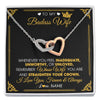 Interlocking Hearts Necklace Stainless Steel & Rose Gold Finish | 1 | Personalized To My Badass Wife Necklace From Husband Crown I Love You Wife Birthday Anniversary Wedding Valentines Day Jewelry Customized Gift Box Message Card | teecentury