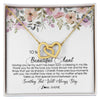 Interlocking Hearts Necklace 18K Yellow Gold Finish | Personalized To My Beautiful Aunt Necklace From Niece Nephew Having You As My Aunt Auntie Birthday Mothers Day Christmas Customized Gift Box Message Card | teecentury