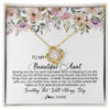 Love Knot Necklace 18K Yellow Gold Finish | Personalized To My Beautiful Aunt Necklace From Niece Nephew Having You As My Aunt Auntie Birthday Mothers Day Christmas Customized Gift Box Message Card | teecentury