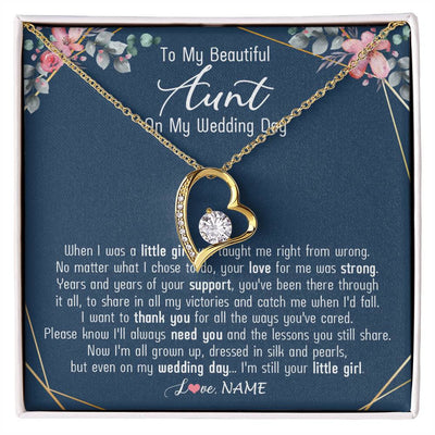 Forever Love Necklace 18K Yellow Gold Finish | 1 | Personalized To My Beautiful Aunt Necklace From Niece On My Wedding Day Aunt Of The Bride From Niece Aunt Jewelry Customized Gift Box Message Card | teecentury