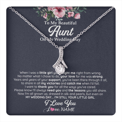 Alluring Beauty Necklace 14K White Gold Finish | 1 | Personalized To My Beautiful Aunt On My Wedding Day Necklace From Niece Little Girl Aunt Of Bride Wedding Day Jewelry Customized Gift Box Message Card | teecentury