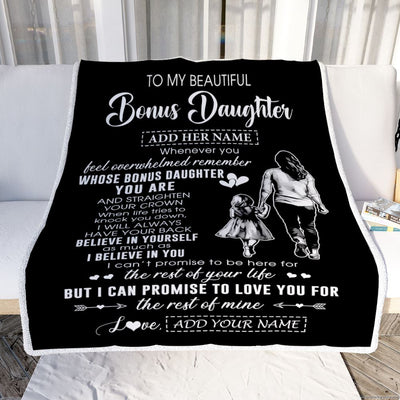 Personalized To My Beautiful Bonus Daughter Blanket From Step Mom Believe In Yourself Stepdaughter Birthday Gifts Christmas Customized Fleece Throw Blanket | teecentury