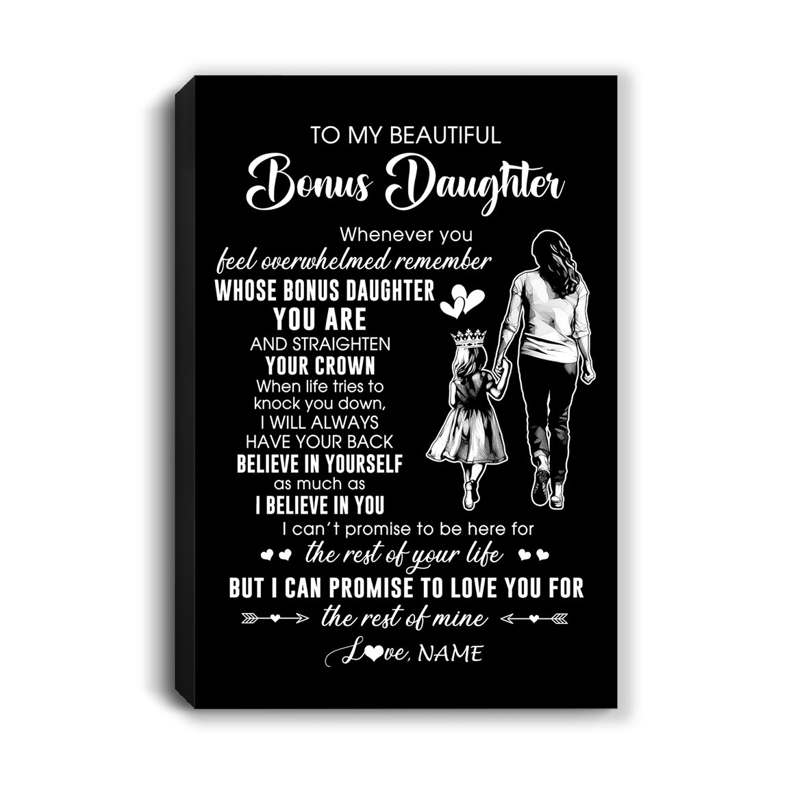 Personalized To My Beautiful Bonus Daughter Canvas From Step Mom Believe In Yourself Stepdaughter Birthday Gifts Christmas Custom Wall Art Print Framed Canvas | teecentury