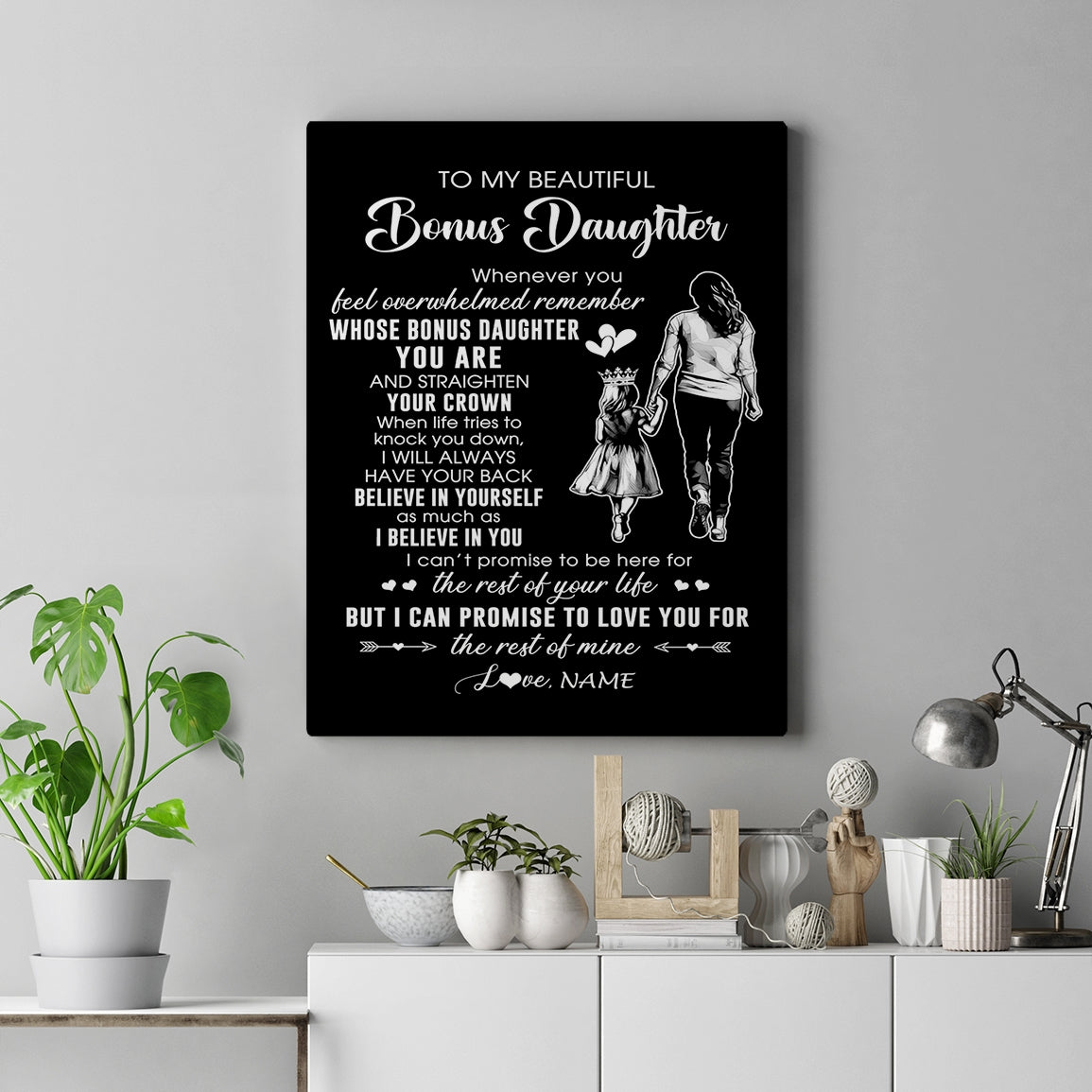 Personalized To My Beautiful Bonus Daughter Canvas From Step Mom Believe In Yourself Stepdaughter Birthday Gifts Christmas Custom Wall Art Print Framed Canvas | teecentury