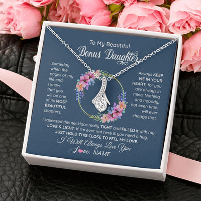 Alluring Beauty Necklace | Personalized To My Beautiful Bonus Daughter Necklace From Bonus Mom Someday When The Pages Bonus Daughter Birthday Christmas Customized Gift Box Message Card | teecentury