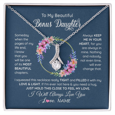 Alluring Beauty Necklace | Personalized To My Beautiful Bonus Daughter Necklace From Bonus Mom Someday When The Pages Bonus Daughter Birthday Christmas Customized Gift Box Message Card | teecentury