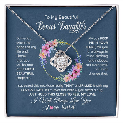 Love Knot Necklace | Personalized To My Beautiful Bonus Daughter Necklace From Bonus Mom Someday When The Pages Bonus Daughter Birthday Christmas Customized Gift Box Message Card | teecentury