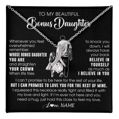 Alluring Beauty Necklace 14K White Gold Finish | 1 | Personalized To My Beautiful Bonus Daughter Necklace From Step Dad Believe In Yourself Stepdaughter Birthday Gifts Jewelry Christmas Customized Message Card | teecentury