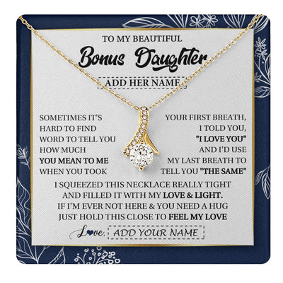 Alluring Beauty Necklace 18K Yellow Gold Finish | 1 | Personalized To My Beautiful Bonus Daughter Necklace From Stepmom Feel My Love Valentines Gifts For Stepdaughter Birthday Christmas Gift Box Message Card | teecentury.myshopify