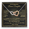 Interlocking Hearts Necklace Stainless Steel & Rose Gold Finish | 1 | Personalized To My Beautiful Bonus Daughter Necklace From Stepmom I Love You Jewelry Gifts For Stepdaughter Birthday Graduation Christmas Gift Box Message Card | teecentury