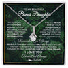 Alluring Beauty Necklace 14K White Gold Finish | Personalized To My Beautiful Bonus Daughter Necklace From Stepmom Stepdad Never Give Up Birthday Graduation Motivational Quote Customized Gift Box Message Card | teecentury