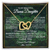Interlocking Hearts Necklace 18K Yellow Gold Finish | Personalized To My Beautiful Bonus Daughter Necklace From Stepmom Stepdad Never Give Up Birthday Graduation Motivational Quote Customized Gift Box Message Card | teecentury