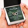 Interlocking Hearts Necklace Stainless Steel & Rose Gold Finish | Personalized To My Beautiful Bonus Daughter Necklace From Stepmom Stepdad Never Give Up Birthday Graduation Motivational Quote Customized Gift Box Message Card | teecentury