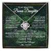 Love Knot Necklace 14K White Gold Finish | Personalized To My Beautiful Bonus Daughter Necklace From Stepmom Stepdad Never Give Up Birthday Graduation Motivational Quote Customized Gift Box Message Card | teecentury