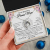 Forever Love Necklace 14K White Gold Finish | Personalized To My Beautiful Bonus Mom From Step Daughter Son Necklace Say I Love You Stepmom Birthday Mothers Day Christmas Customized Gift Box Message Card | teecentury