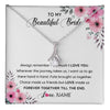 Alluring Beauty Necklace 14K White Gold Finish | 1 | Personalized To My Beautiful Bride Necklace From Groom To Future Wife Necklace From Husband On My Wedding Day Customized Gift Box Message Card | teecentury